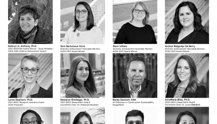 grid of faculty and student headshots in black and white 