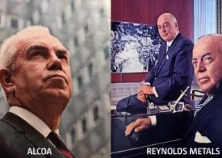 head shots of three executives from Alcoa and Reynolds Metals