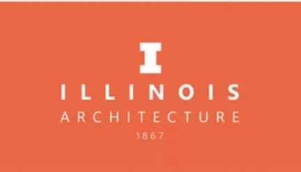 White illinois logo on orange background 