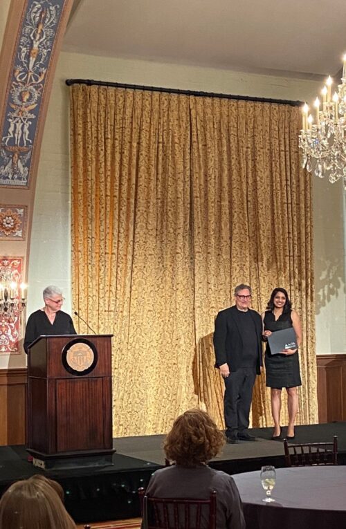 Dharwadker receiving her award at USC in March 2022