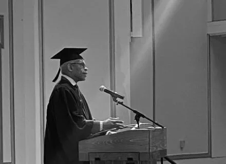 maurice cox during his commencement speech 