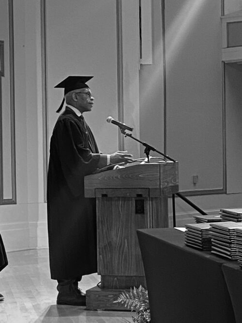 maurice cox during his commencement speech 