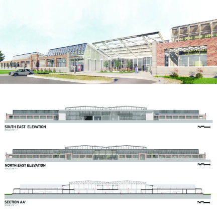 exterior rendering and elevation drawings