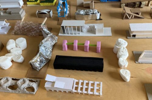 study models on a studio table