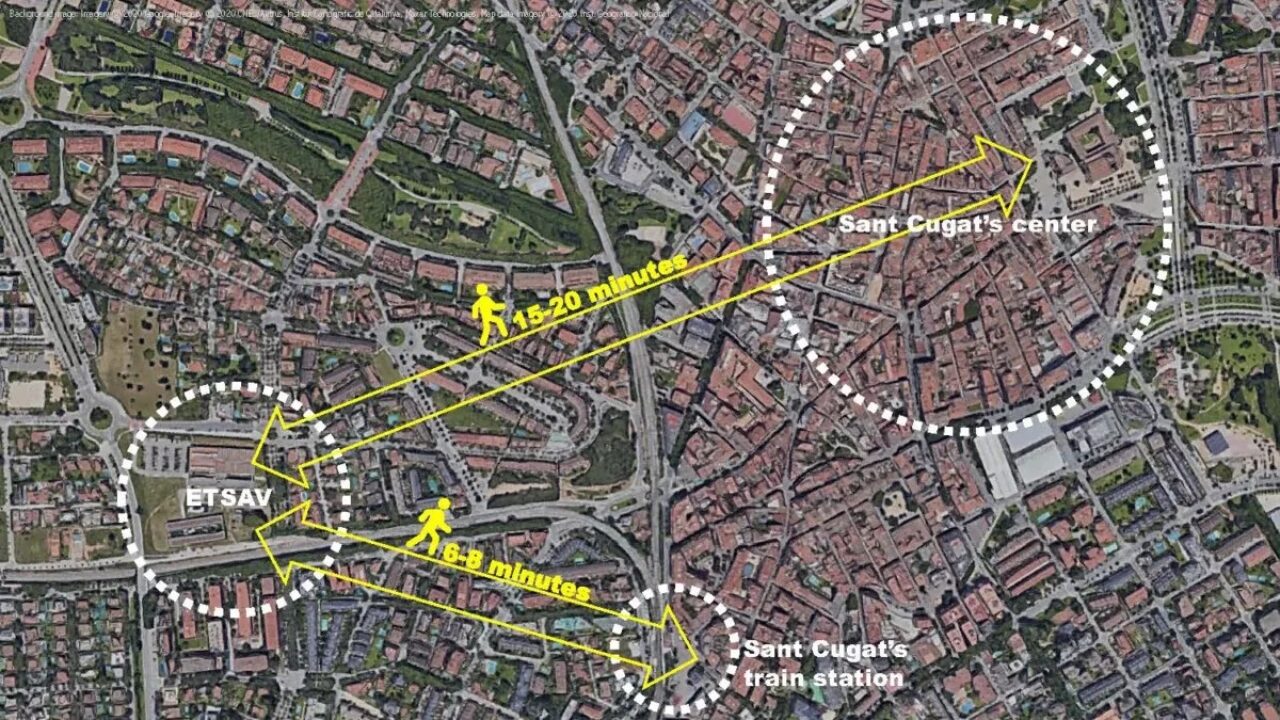 map of sant cugat del valles travel times
