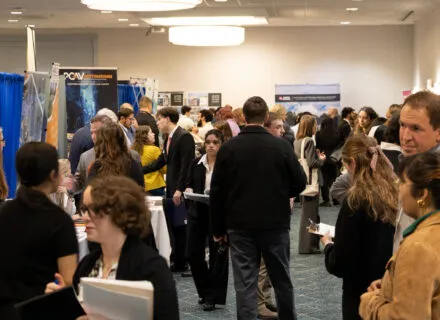 pictures of students and professionals milling around at XPO