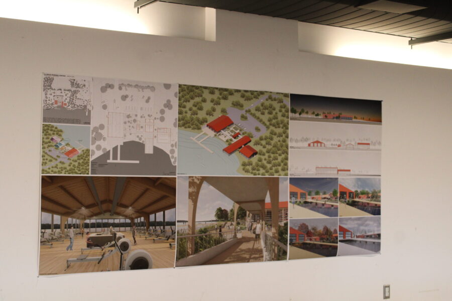 a grouping of posters on a wall