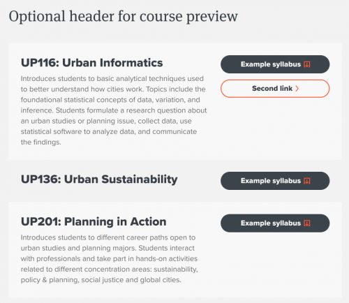 Example of the course preview component.