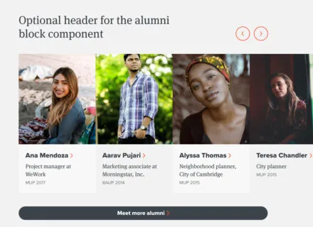 Example of a feature block showing alumni.