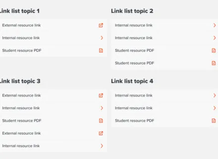Example of a link list component with four lists.