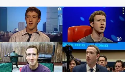 Four images of Mark Zuckerberg