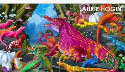 Painting of colorful lizards by Laurie Hogin