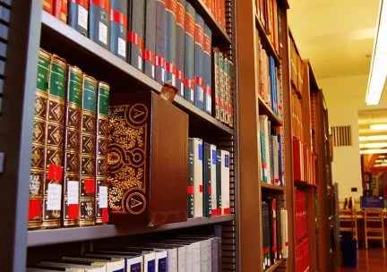 Photo of bookshelves in the Ricker Library of Art &amp; Architecture