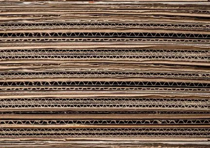 Closeup of a stack of corrugated cardboard