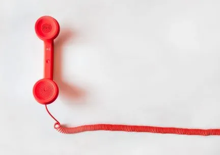 Red landline telephone handset