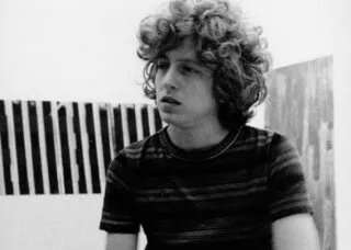 photo of Louise Fishman in her SoHo studio in 1970. Looks like Bob Dylan.