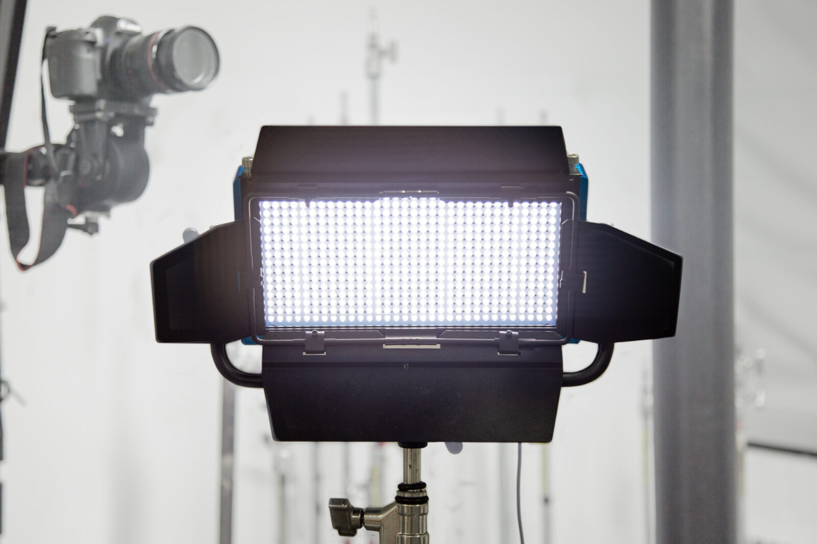 LED studio light with camera in background