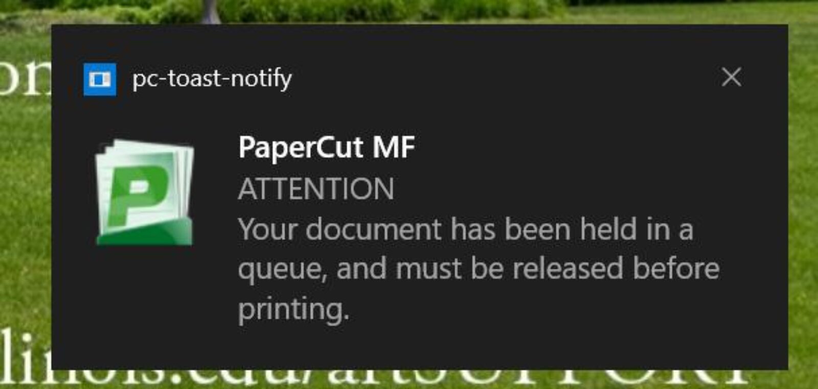 Papercut Notification