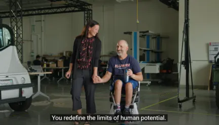 laura and adam bleakney walking together while adam in PURE