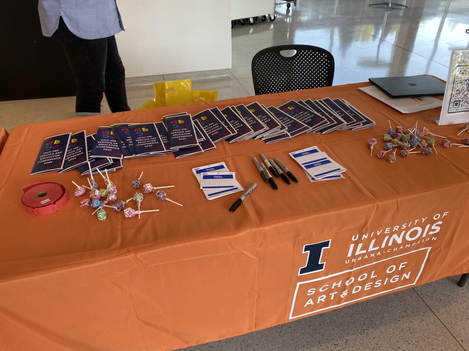 the registration table at the conference