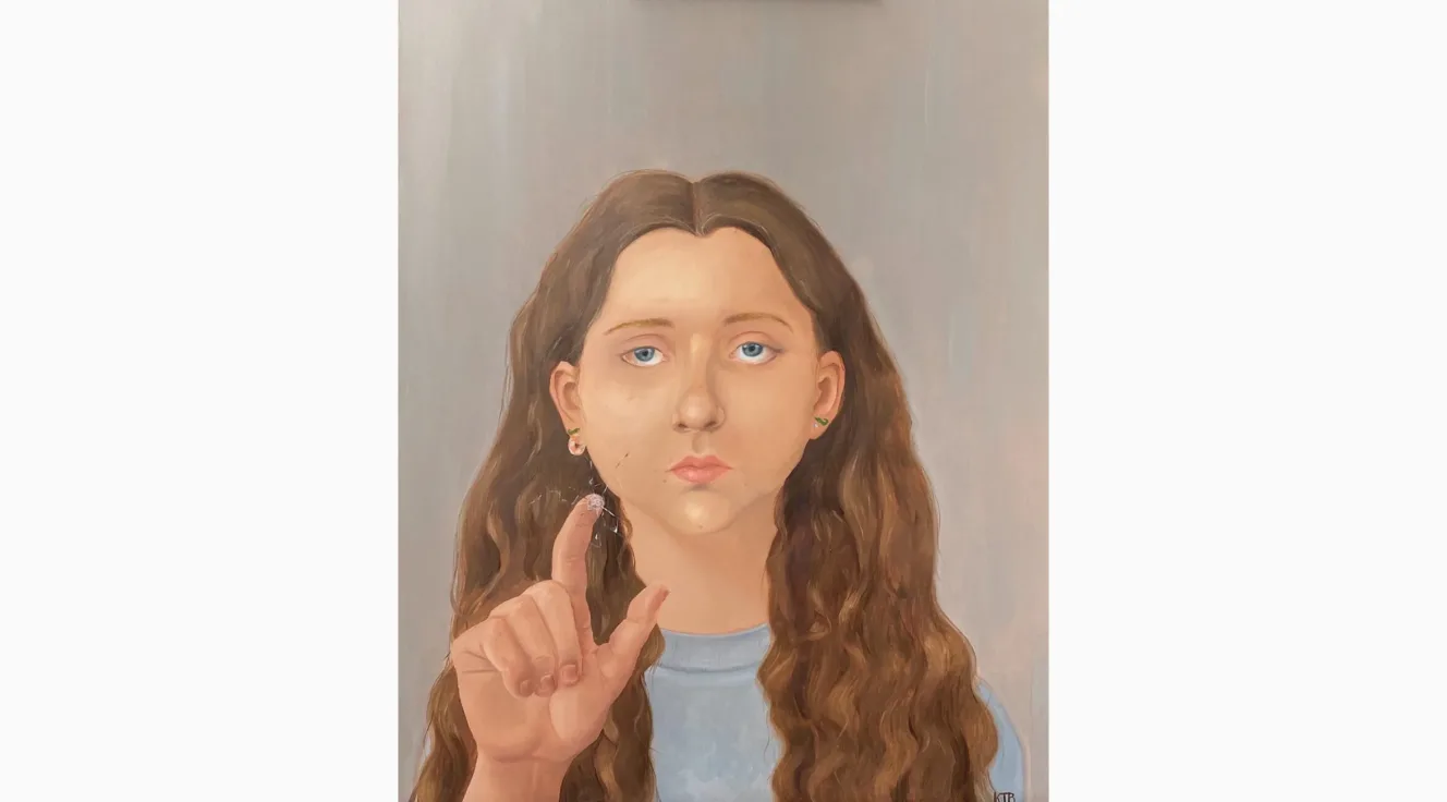 Photorealistic self-portrait painting