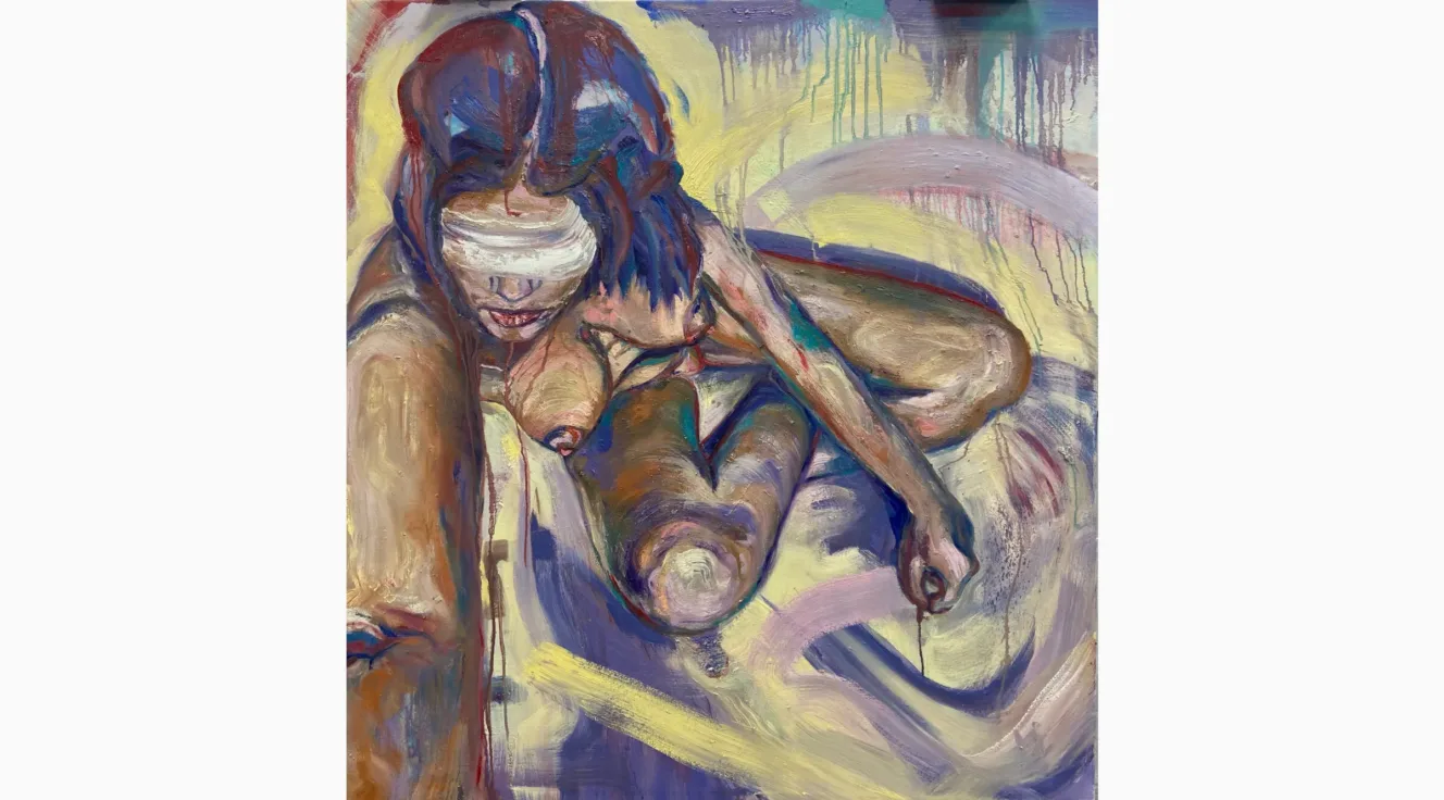Colorful painting of a nude woman