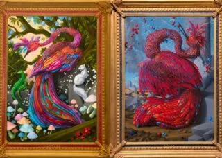 two paintings of hogin's work - birds