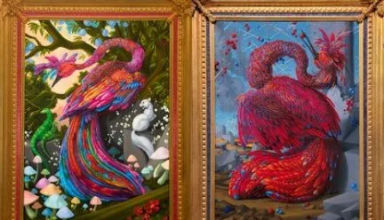 two paintings of hogin's work - birds