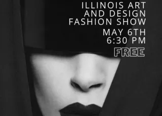 poster of model with dark lipstick and eyes covered with cloth