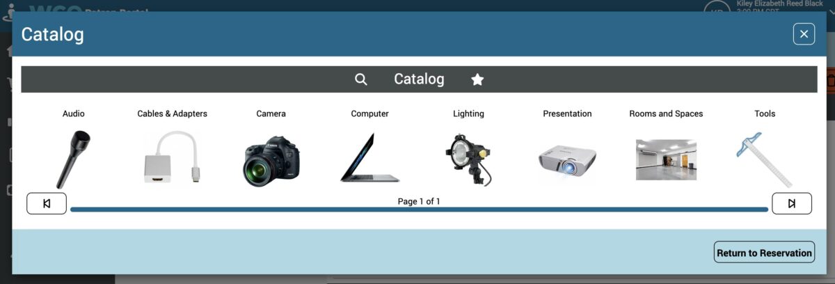 screenshot of the catalog
