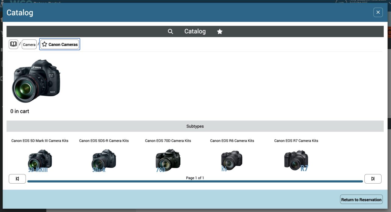 screenshot of canon cameras