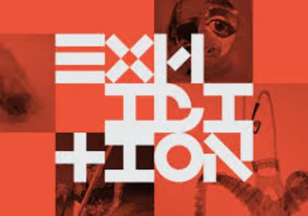 Stylized red letters on B&amp;W ground