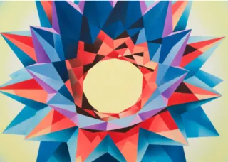 Mary Anna Pomonis, Penthesilea’s Crown, Acrylic on canvas over shaped panel, 39.5 x 39.5 inches, 2025. Photo: Yubo Dong