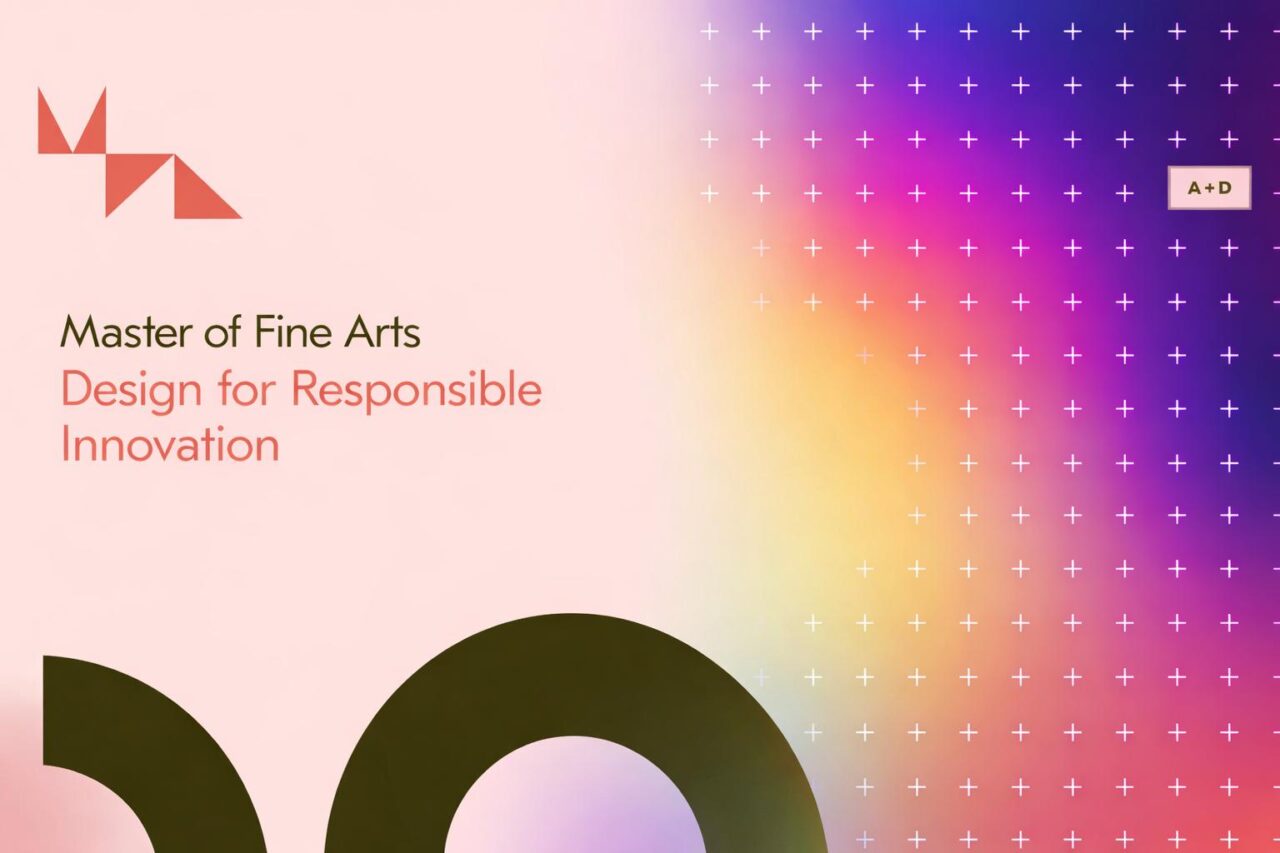 Letters "MFA" on a peach background with purple gradient transitioning to yellow