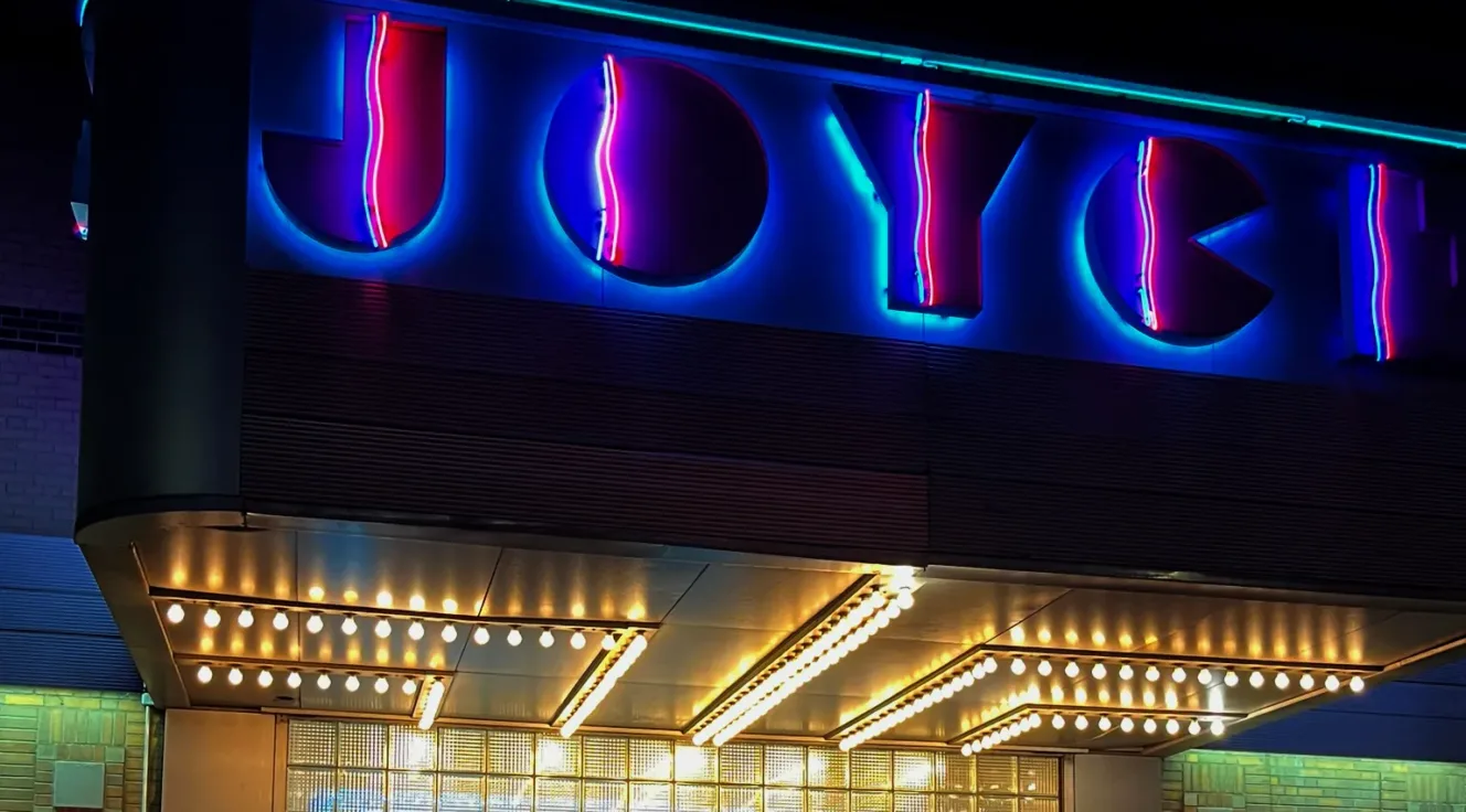 students in front of the Joyce Theatre