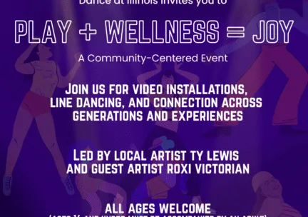 a purple flier for the event