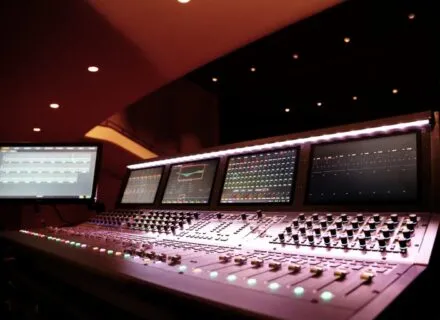 Sound board in use in the theatre.