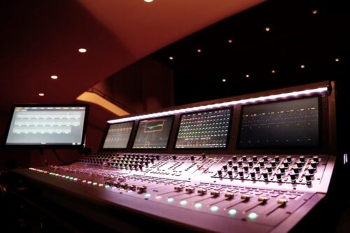 Sound board in use in the theatre.