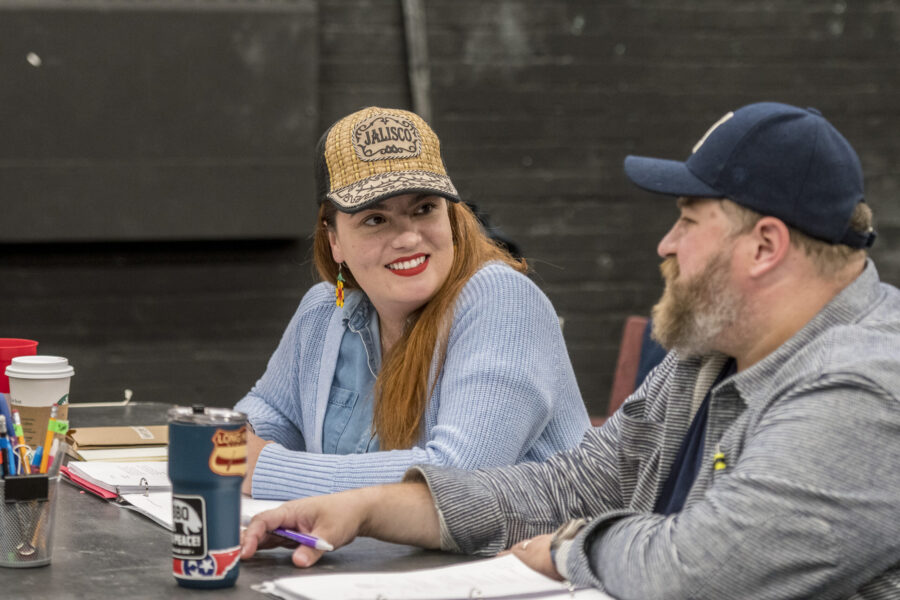 Playwright and director discuss rehearsal