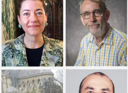 Susan Becker, assistant professor in the School of Art and Design, Terri Ciofalo, director of production at Krannert Center for the Performing Arts, Jorge Lucero, associate professor and Chair of Art Education in the School of Art and Design, and John Boesche, faculty member of the Department of Theatre specializing in media design