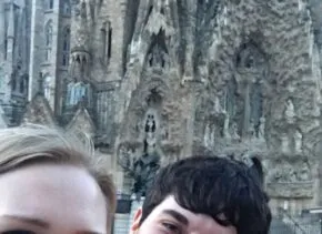 Christine Guest in Barcelona with who would later become her husband