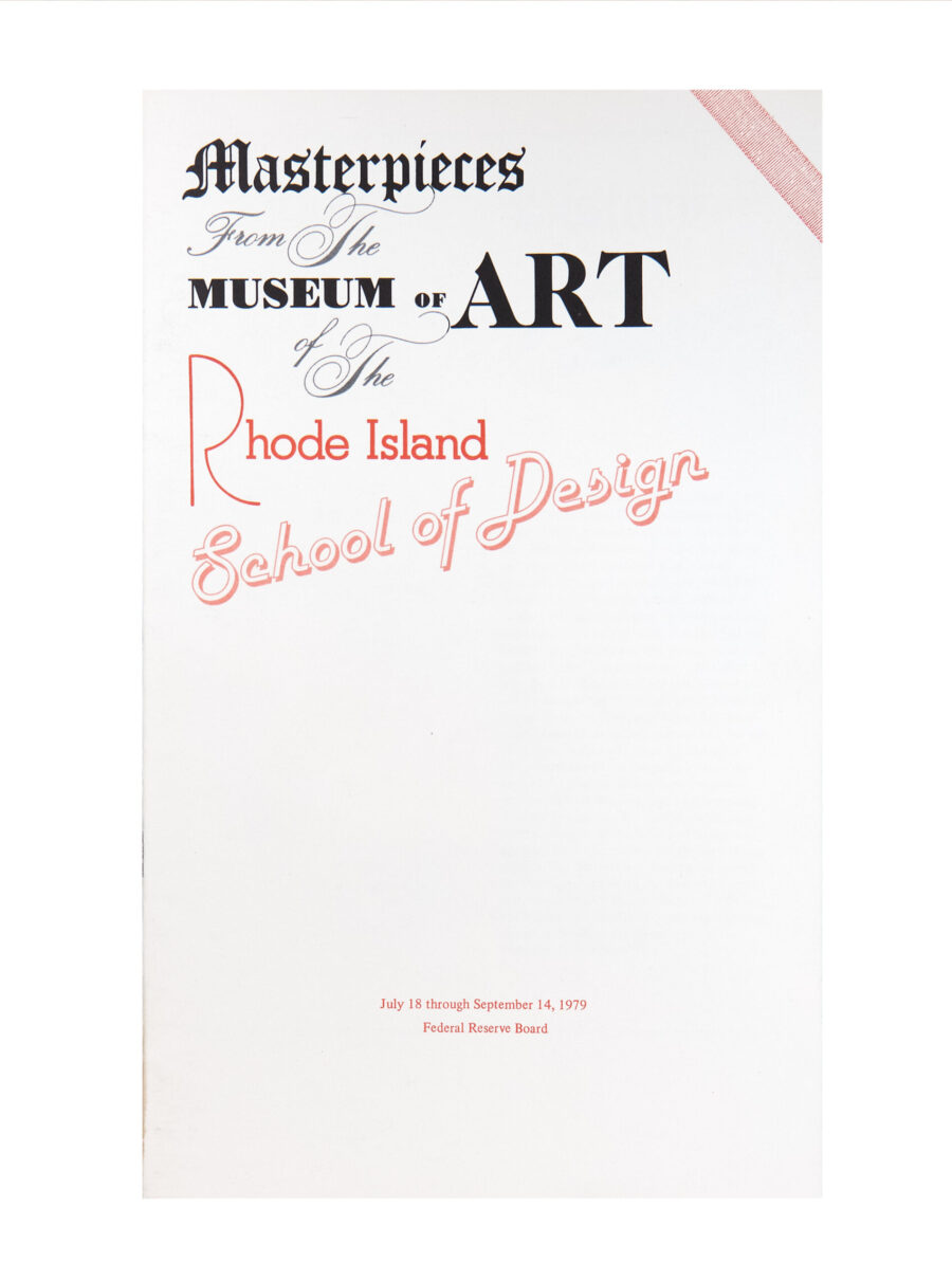 1979 catalog "Masterpieces From The Museum of Art of The Rhode Island School of Design"