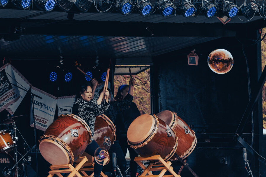 Woman playing drums