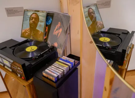 tape player with tapes and records