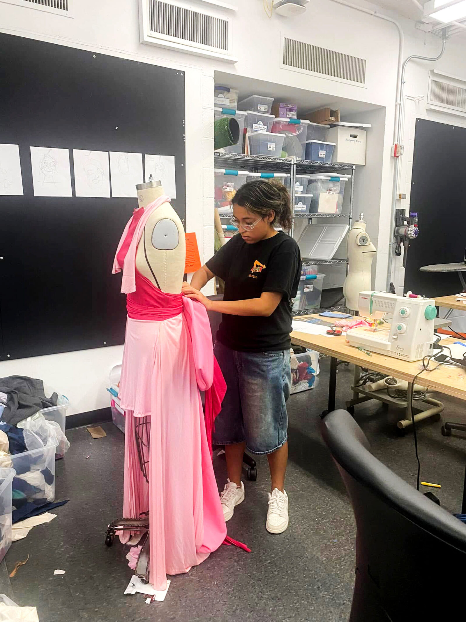 person draping a costume